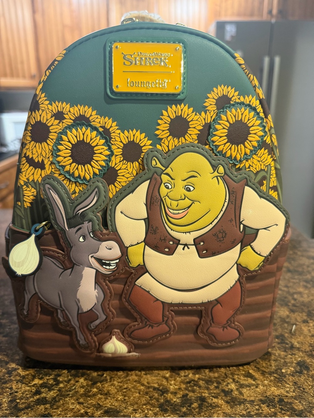 Loungefly Shrek & Donkey Sunflower Mini Backpack - Green & Yellow